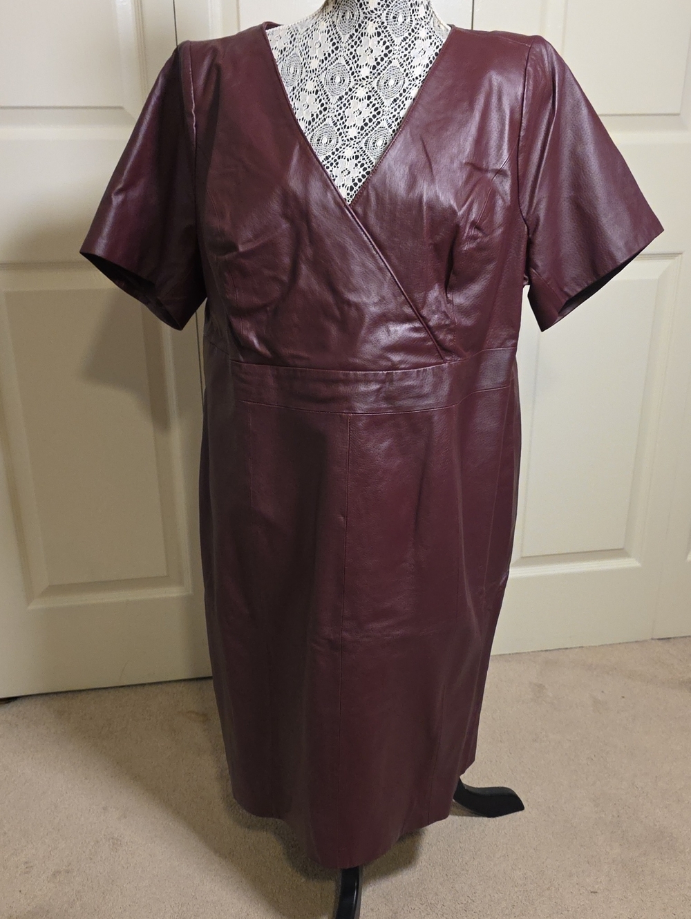 Jessica London Leather Dress in Burgundy